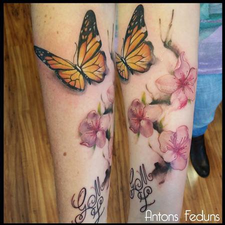 tattoos/ - Butterfly and cherry flowers - 111388